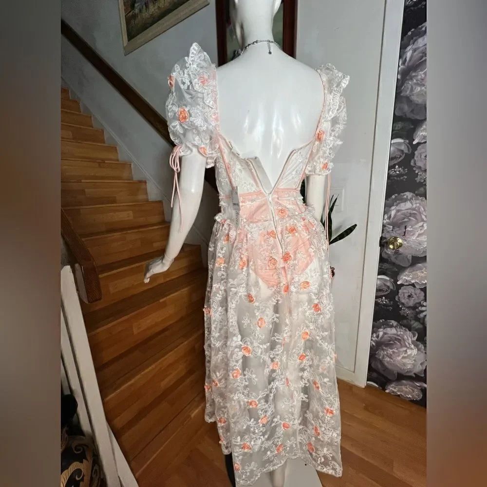 New free People For Love & Lemons Tessa Midi Dress/ Size M - Picture 9 of 12